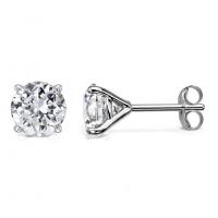 14KT White Gold 1 ct I-J SI3/I1 4 Prong Martini Pushback Solitaire Earrings